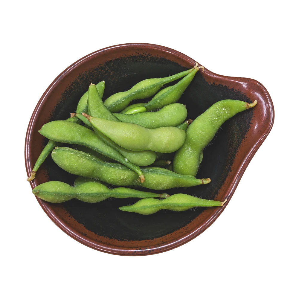A bowl of steamed edamame