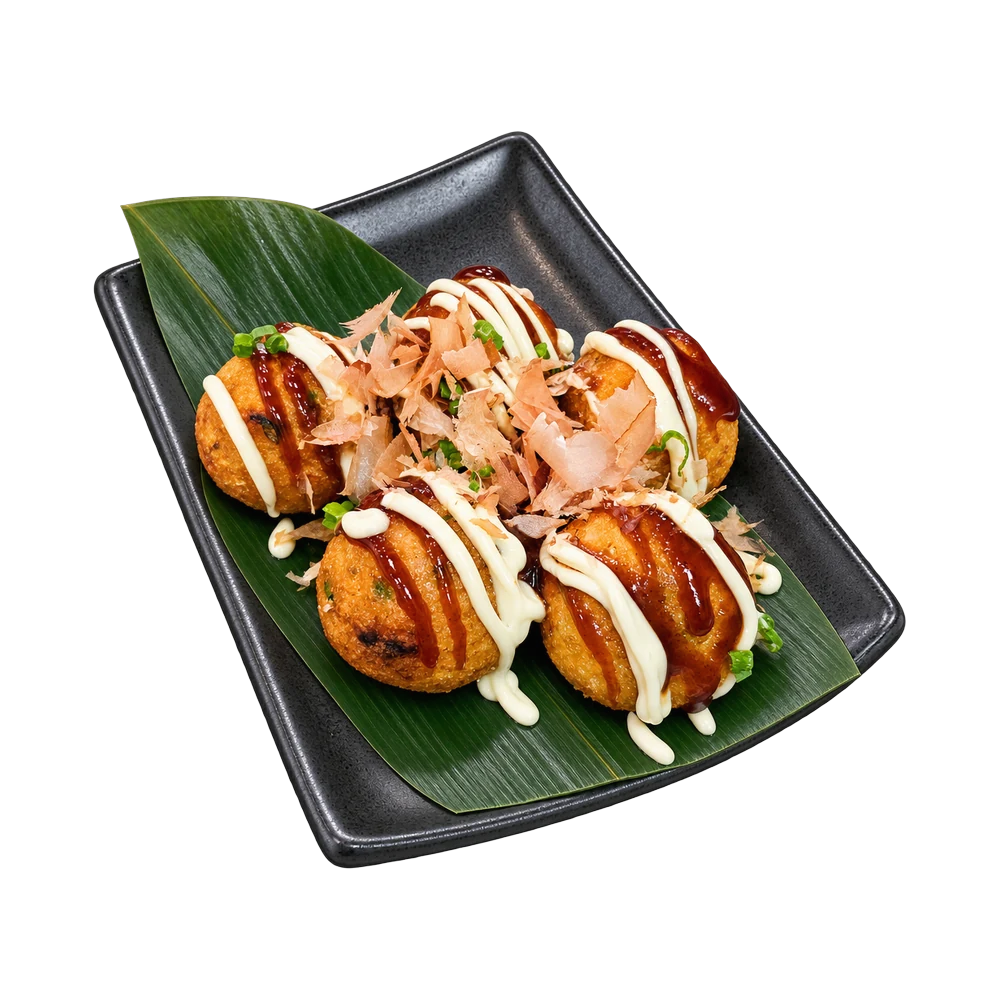 Takoyaki with Kewpie mayo and bonito flakes