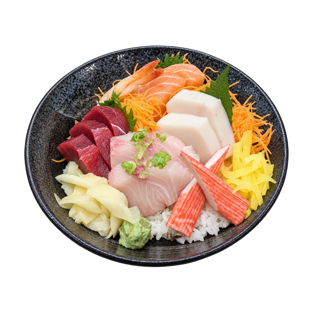 Assorted fish over sushi rice